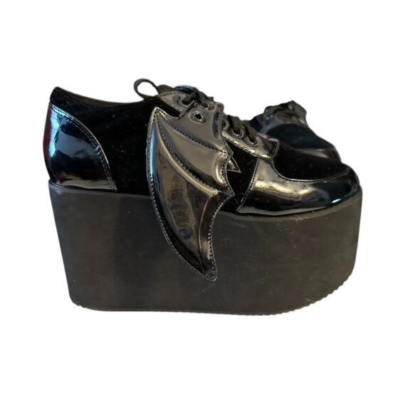 Iron Fist Creature of The Night Black Batwing Platform Shoes US 7 Goth Alt Punk - Picture 1 of 7